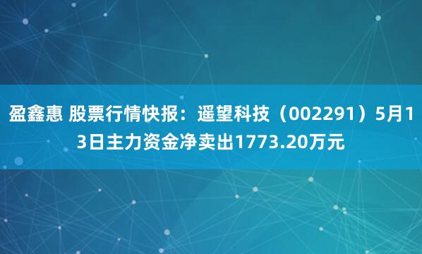 盈鑫惠 股票行情快报：遥望科技（002291）5月13日主力资金净卖出1773.20万元